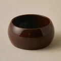 Fashionable dark coffee brown acrylic wide chunky bangle with a glossy mirror finish surface - Dark Coffee Glossy Chunky Style (AB0053-5)