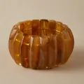 Bracciale elastico in resina ambra tartaruga con motivo marmoreo geometrico - Stile Marmo Caffè Scuro (AB0063-5)