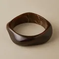 Irregular amber acrylic wide bangle with white marble texture and fluid wavy design - Dark Amber Wave (AB0054-7)