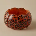 Bracciale ovale irregolare con stampa leopardata in resina ambra e nero - Stile Leopardato Ambra (AB0061-5)