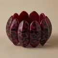 Bracciale largo elastico in acrilico con stampa leopardata rosso scuro per donna - Stile Oliva Leopardato Rosso Vino (AB0062-8)