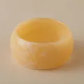 Retro geometric acrylic bangle with warm yellow marble texture and a wide smooth design - Warm Yellow Marble Chunky Style (AB0053-7)