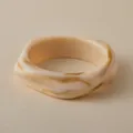 Irregular wide acrylic resin bangle with cream and brown marble pattern texture - Cream Brown Marble (AB0054-8)