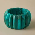 Bracciale elastico in acrilico verde acqua con texture effetto marmo retrò - Stile Texture Ciano (AB0063-7)