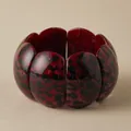 Bracciale elastico a segmenti ovali con stampa leopardata rossa e nera in resina - Stile Leopardato Rosso Giuntato (AB0061-7)