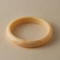 Vintage irregular ivory acrylic geometric bangle with brown marble texture finish - Cream Marble Round Style (AB0052-2)