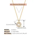 18K gold plated copper necklace featuring a circular pendant with sparkling zircons - Micro-set Rectangular Zircon Ring Pendant (KN0657)