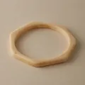 Hexagonal acrylic bangle with cream marble texture and minimalist geometric design - Cream Marble Hexagon Style (AB0052-4)