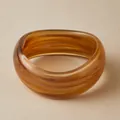 Wide acrylic bangle with brown amber tones and white marbled swirl texture pattern - Amber Brown White Pattern (AB0041-3)