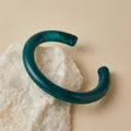 Bracciale rigido irregolare in acrilico verde scuro effetto marmo su pietra - Stile Sabbie Mobili Verde Scuro (AB0030-7)