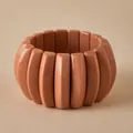 Bracciale elastico in resina marrone stile Maillard con perline rettangolari - Stile Caramello Tinta Unita (AB0063-11)