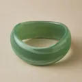 Wide acrylic bangle with emerald green marble pattern and smooth glossy finish - Emerald Green Marble (AB0041-4)