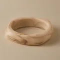 Retro marble pattern acrylic cuff bracelet in cream and brown geometric design - Beige Coffee Marble Square-Round Style (AB0055-1)