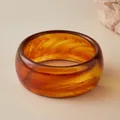Exaggerated amber round acrylic bangle with marble texture and honey brown finish - Amber Quicksand (AB0042-2)