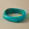 Teal marble pattern acrylic rectangular bangle with rounded corners and glossy finish - Lake Green Marble Square-Round Style (AB0055-3)