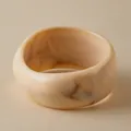 Chic beige and dark brown marbled acrylic geometric bangle with a smooth polished finish - Beige Marble Thick Round Style (AB0056-1)
