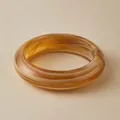 Translucent amber acrylic wide bangle with marble texture and polished glossy finish - Amber Marble (AB0044-1)