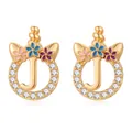 Détail de boucles d'oreilles licorne lettre J dorées avec pierres de zircon - Style Lettre J Doré (SF1012-J)