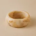Exaggerated cream and brown marble acrylic wide bangle with smooth polished finish - Milk Coffee Marble (AB0045-1)