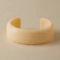 Minimalist beige acrylic wide open cuff bracelet with a smooth geometric finish - Beige Open Cuff Style (AB0057-2)