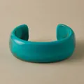 Retro turquoise acrylic cuff bracelet with irregular geometric design and polished finish - Turquoise Marble Open Cuff Style (AB0057-3)