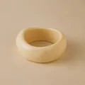 Chunky cream-colored acrylic round bangle with a smooth polished finish and wide design - Creamy Beige Thick (AB0046-1)
