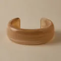 Amber acrylic cuff bracelet featuring vintage marbled texture and geometric open design - Amber Marble Open Cuff Style (AB0057-4)