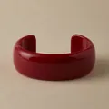 Glossy bright red acrylic geometric open cuff bracelet for women in a vintage thick style - Bright Red Open Cuff Style (AB0057-6)