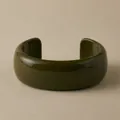 Deep olive green vintage acrylic geometric open bangle with high gloss finish - Dark Green Open Cuff Style (AB0057-7)