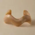 Chic irregular wavy acrylic cuff bracelet in amber marble resin for women - Caramel Marble Wave Open Cuff Style (AB0058-1)