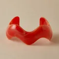 Vibrant red wavy acrylic bangle bracelet featuring a modern irregular geometric design - Bright Red Wave Open Cuff Style (AB0058-4)
