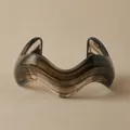 Irregular wavy acrylic bangle with smoky marble texture in translucent resin material - Smoky Marble Wave Open Cuff Style (AB0058-6)