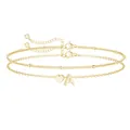 Bracciale a doppio strato dorato con ciondolo a cuore, lettera A e perline - Stile A / Oro