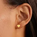Golden heart-shaped stud earring featuring an engraved letter C on a minimalist design - Style A(AM80025-A)
