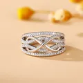 Multi-layer geometric infinity ring with sparkling cubic zirconia in silver finish - US 5 / White Gold
