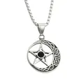 Punk vintage star moon pendant in antique silver with black stone and celtic knot details - Pendant Only / Black Zirconia