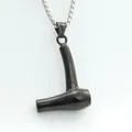 Detail eines Punk-Haartrockner-Anhängers in Gunmetal mit silberner Box-Kette-Halskette - Schwarz Anhänger Nur (Ohne Kette)