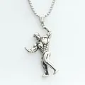 Macro detail of silver stainless steel muscular man pendant with retro blackening effect - Pendant Only (No Chain) / Silver