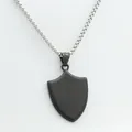 Macro shot of matte black shield pendant with silver venetian chain necklace - Pendant Only / Black