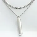 Close-up of double-layered stainless steel necklace with cylinder perfume bottle pendant - Cylindrical Style 2 (280657) / Pendant Only (Without Chain)