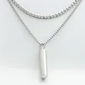 Close-up of double-layered stainless steel chain with a cylindrical capsule pendant - Cylindrical Style 3 (280657) / Pendant Only (Without Chain)