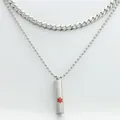 Close-up of a stainless steel medical alert cylinder pendant on a ball chain necklace - Small Pendant Only (Without Chain)