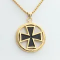 Gothic titanium steel cross pendant necklace with black enamel inlay and gold plating - Pendant Only (Without Chain) / Gold