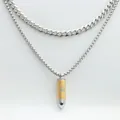 Detail of bullet-shaped perfume pendant with dog paw print on double-layer steel chains - Single-layer Pendant / Two-tone Gold Color (Pendant Only - Without Chain)