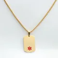 Gros plan du pendentif médical en acier doré avec symbole Star of Life sur chaîne box - Couleur Or (Sans Chaîne)