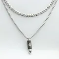 Detail of bullet pendant with paw print on double-layered stainless steel chains - Single-layer Pendant / Black (Pendant Only)