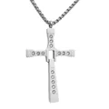 Polished silver stainless steel cross pendant necklace with clear crystals on a box chain - Silver (No Chain)
