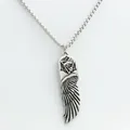 Detailed view of vintage titanium steel feather pendant with hexagram and eye motifs - Pendant Only (Without Chain)