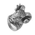 Anillo de cabeza de carnero retro de acero inoxidable con cuernos y diseño punk - US 11 / Plateado