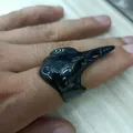 Gothic style black raven skull ring made of polished stainless steel for men - US 7 / Black